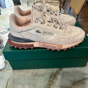 Lacoste Off-White and Pink Sneakers